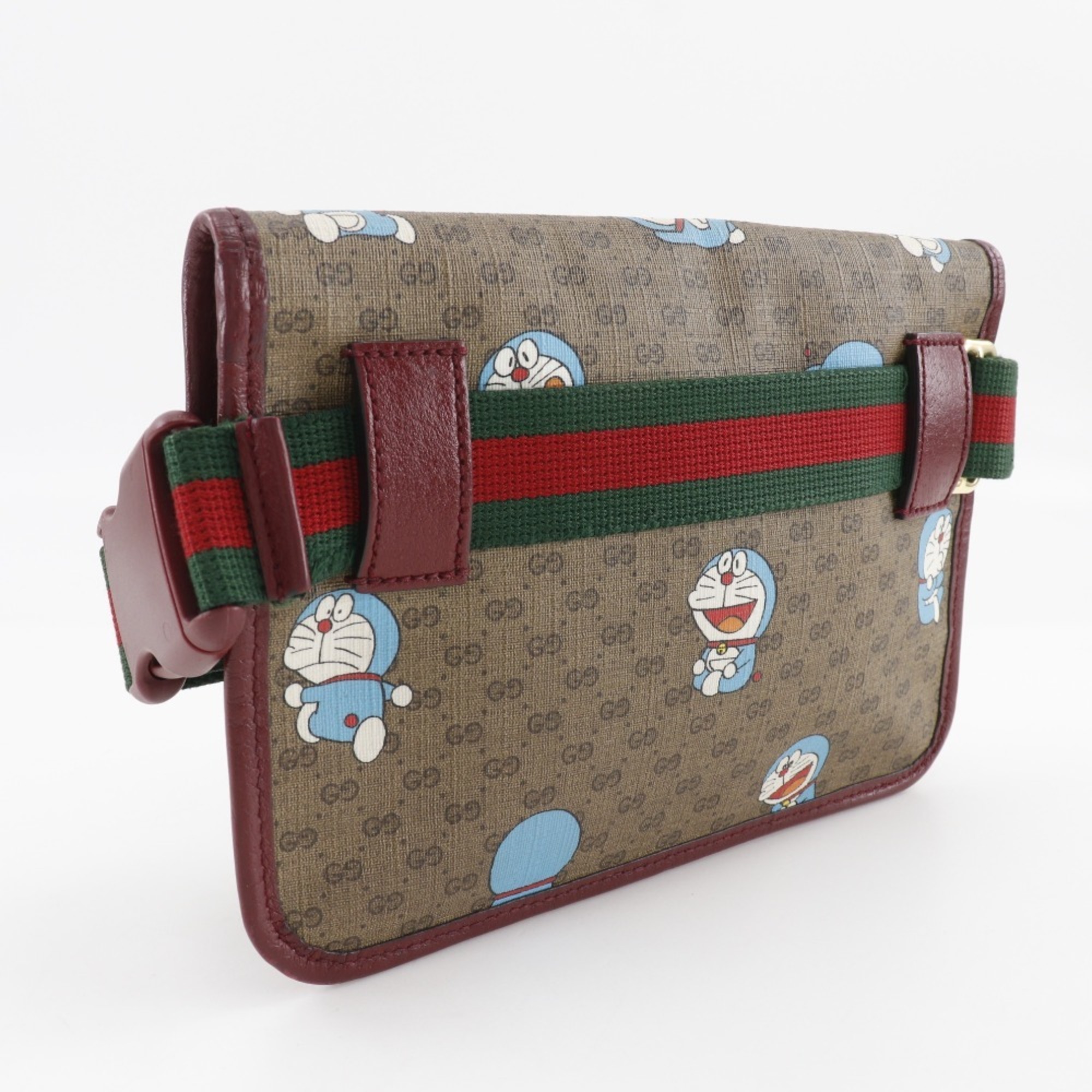 Gucci Doraemon collaboration waist bag, body bag 647817 GG Supreme canvas, brown type, collaboration, women's