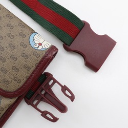 Gucci Doraemon collaboration waist bag, body bag 647817 GG Supreme canvas, brown type, collaboration, women's