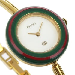 Gucci GUCCI Change Bezel Watch 1100L Gold Plated Quartz Analog Display White Dial Ladies