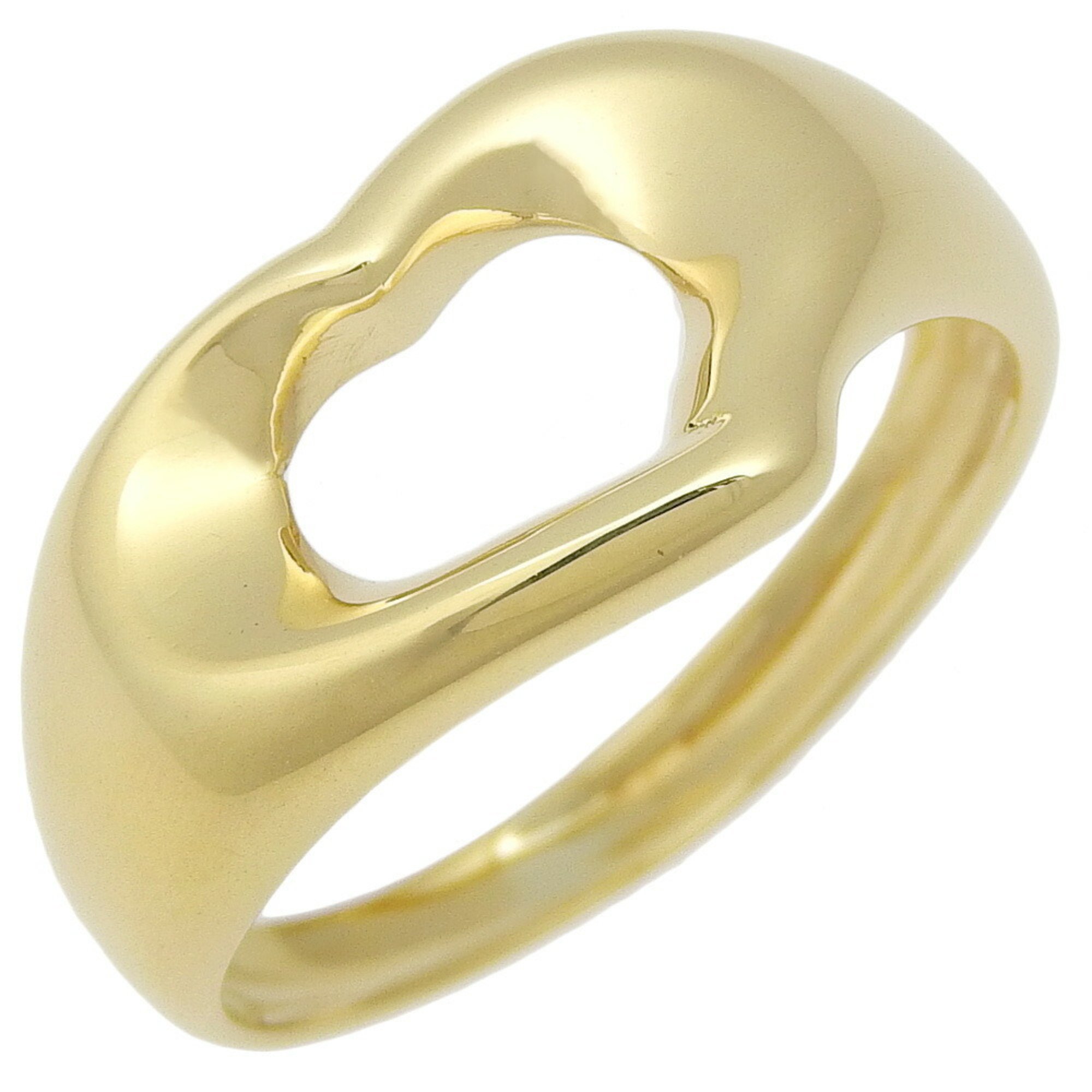 Tiffany & Co. Heart Ring Size 8.5 Elsa Peretti K18 Yellow Gold Approx. 2.8g Open Women's