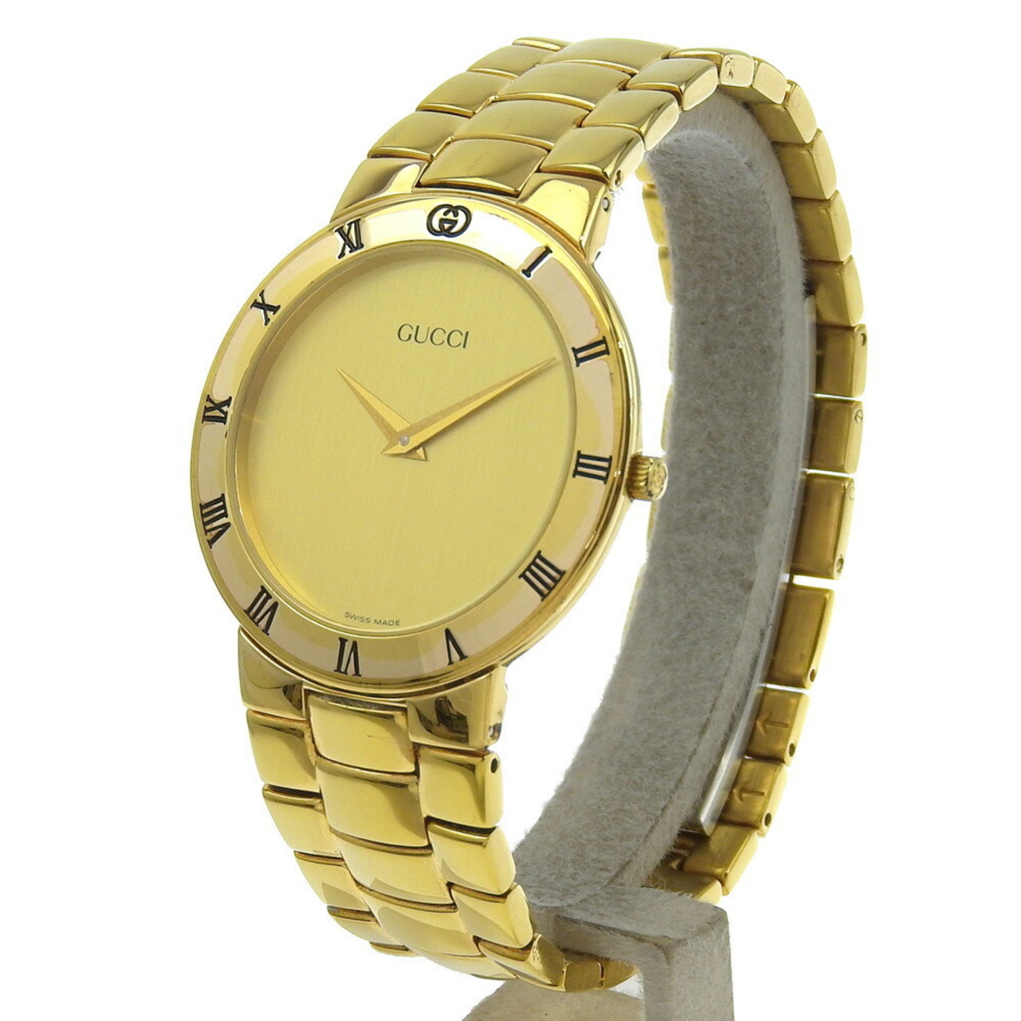 Gucci Watch 3300.2.M Gold Plated Quartz Analog Display Dial Vintage Boys