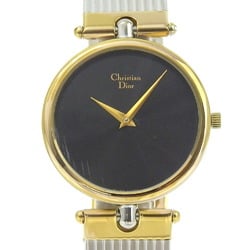 Christian Dior Watch 3026 Stainless Steel x Gold Plated Quartz Analog Display Black Dial Women's