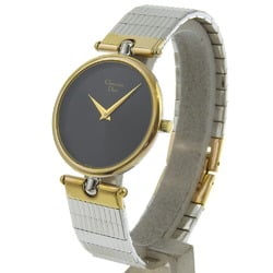 Christian Dior Watch 3026 Stainless Steel x Gold Plated Quartz Analog Display Black Dial Women's