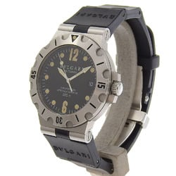 BVLGARI Diagono Scuba Watch SD38S Stainless Steel x Rubber Automatic Black Dial Men's