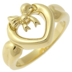 Tiffany & Co. Heart Ribbon Size 7.5 Ring, K18 Yellow Gold, Heart, Approx. 5.3g, Ribbon, Women's