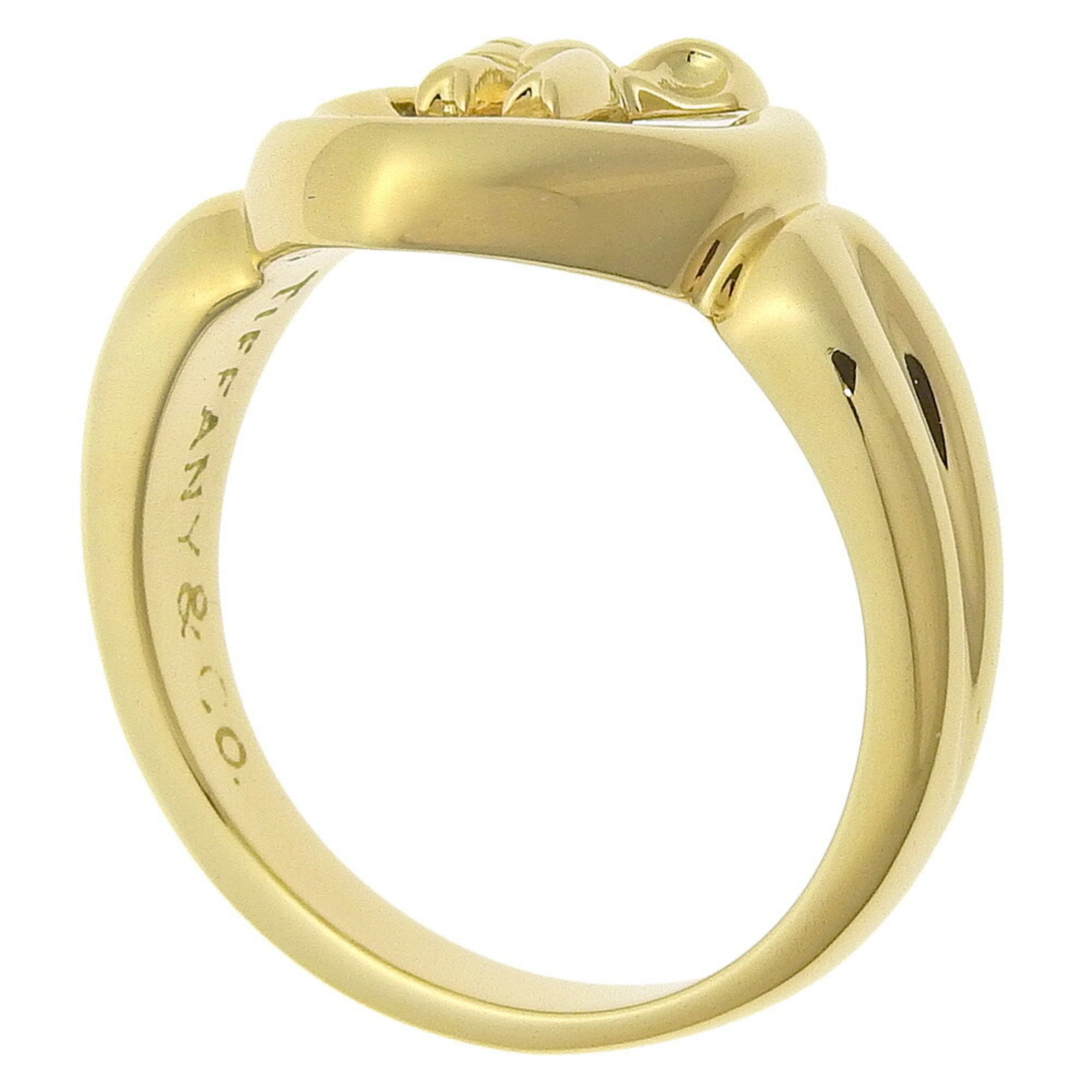 Tiffany & Co. Heart Ribbon Size 7.5 Ring, K18 Yellow Gold, Heart, Approx. 5.3g, Ribbon, Women's