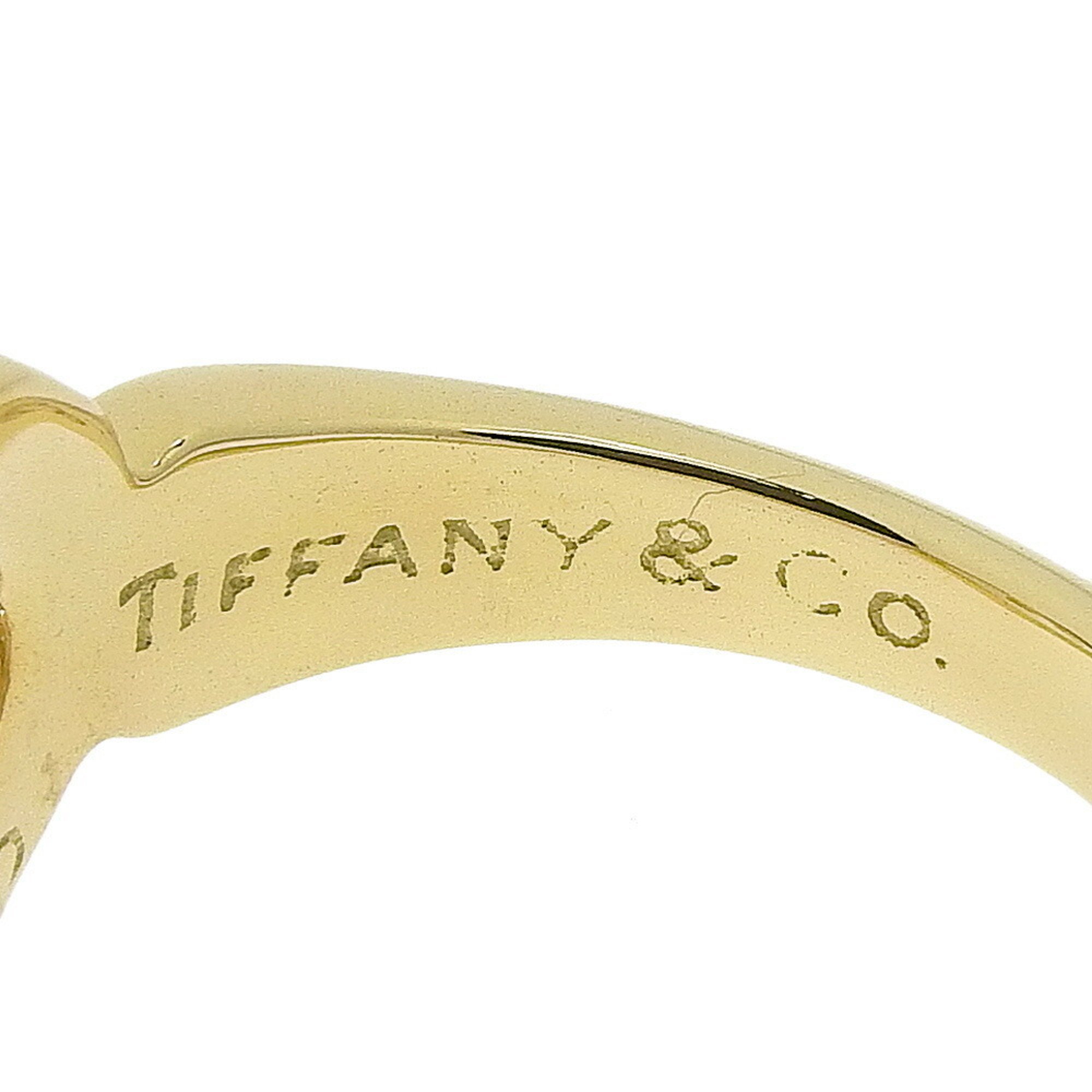 Tiffany & Co. Heart Ribbon Size 7.5 Ring, K18 Yellow Gold, Heart, Approx. 5.3g, Ribbon, Women's