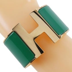 Hermes Click Clack TGM Bangle H Gold Plated Green Approx. 124g Women's