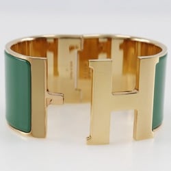 Hermes Click Clack TGM Bangle H Gold Plated Green Approx. 124g Women's