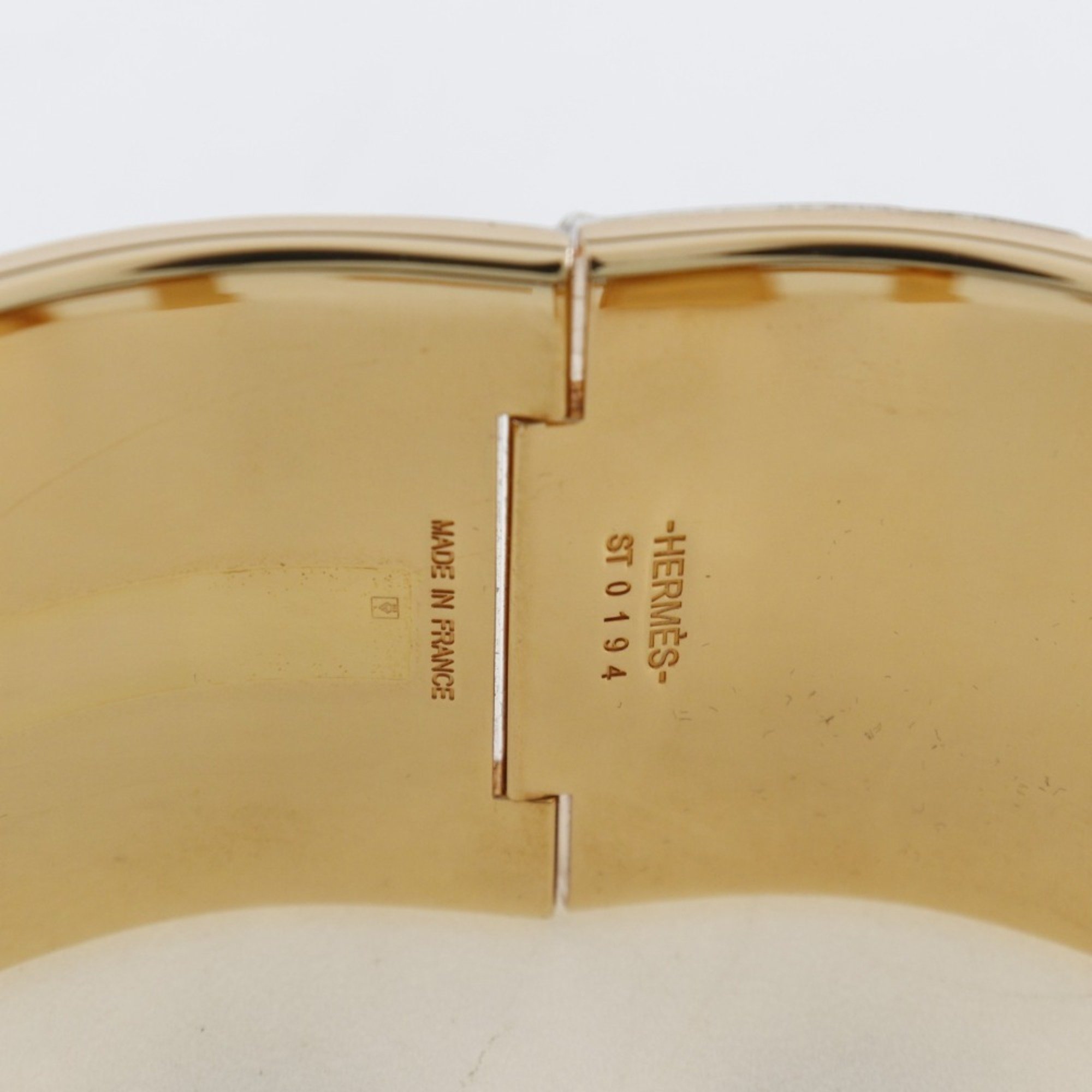 Hermes Click Clack TGM Bangle H Gold Plated Green Approx. 124g Women's