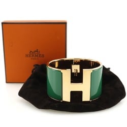 Hermes Click Clack TGM Bangle H Gold Plated Green Approx. 124g Women's