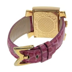 Gaga Milano Napoleon Watch, Gold-plated x Embossed Leather, Quartz, Analog Display, White Shell Dial, Napoleon, Women's