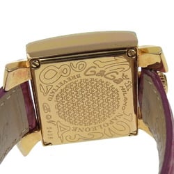 Gaga Milano Napoleon Watch, Gold-plated x Embossed Leather, Quartz, Analog Display, White Shell Dial, Napoleon, Women's