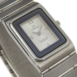 OMEGA Constellation Watch Stainless Steel Quartz Analog Display Silver Dial Ladies