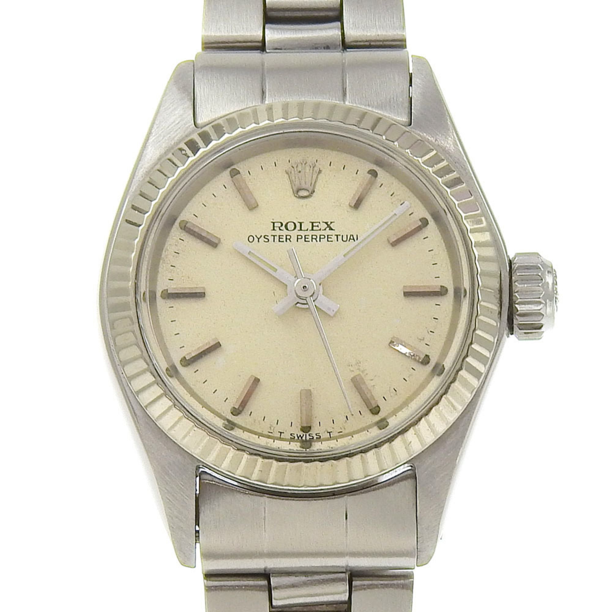 Rolex ROLEX Oyster Perpetual Watch WG Bezel cal.1161 6619 Stainless Steel x 1966 Automatic Silver Dial Ladies