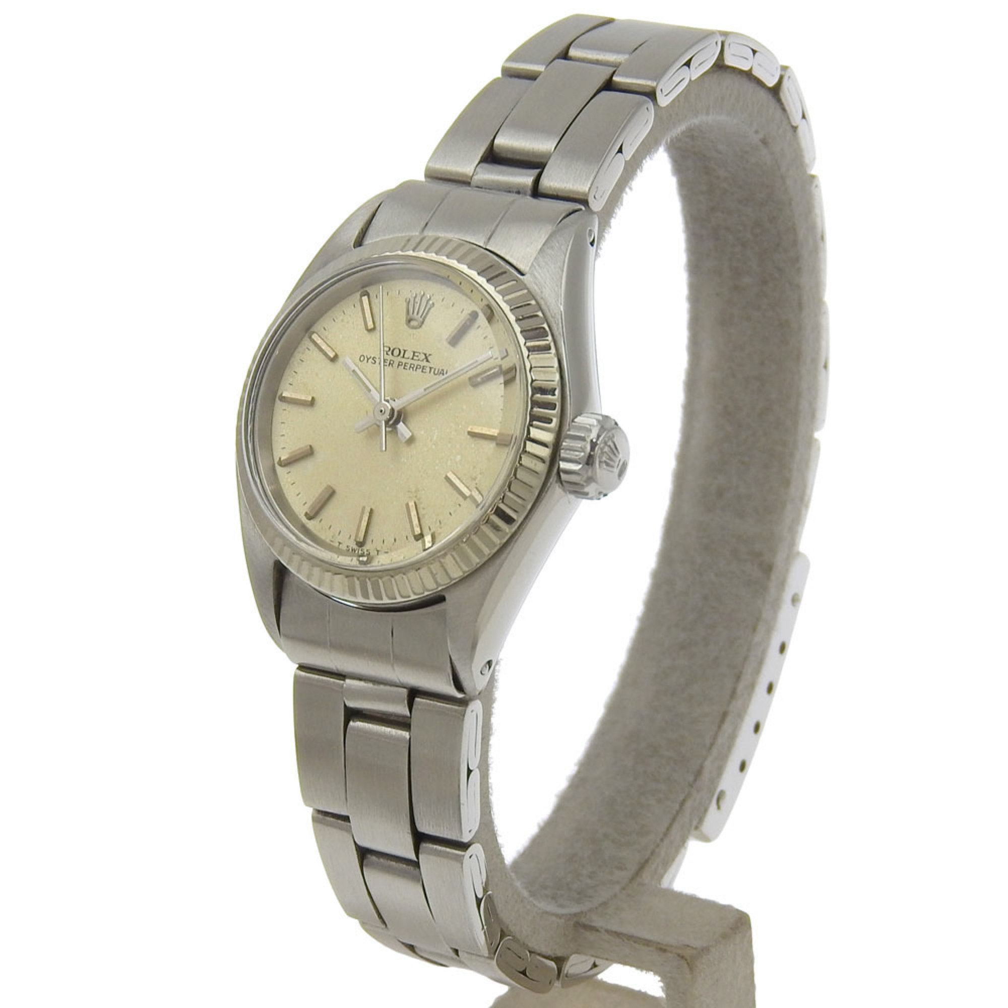 Rolex ROLEX Oyster Perpetual Watch WG Bezel cal.1161 6619 Stainless Steel x 1966 Automatic Silver Dial Ladies