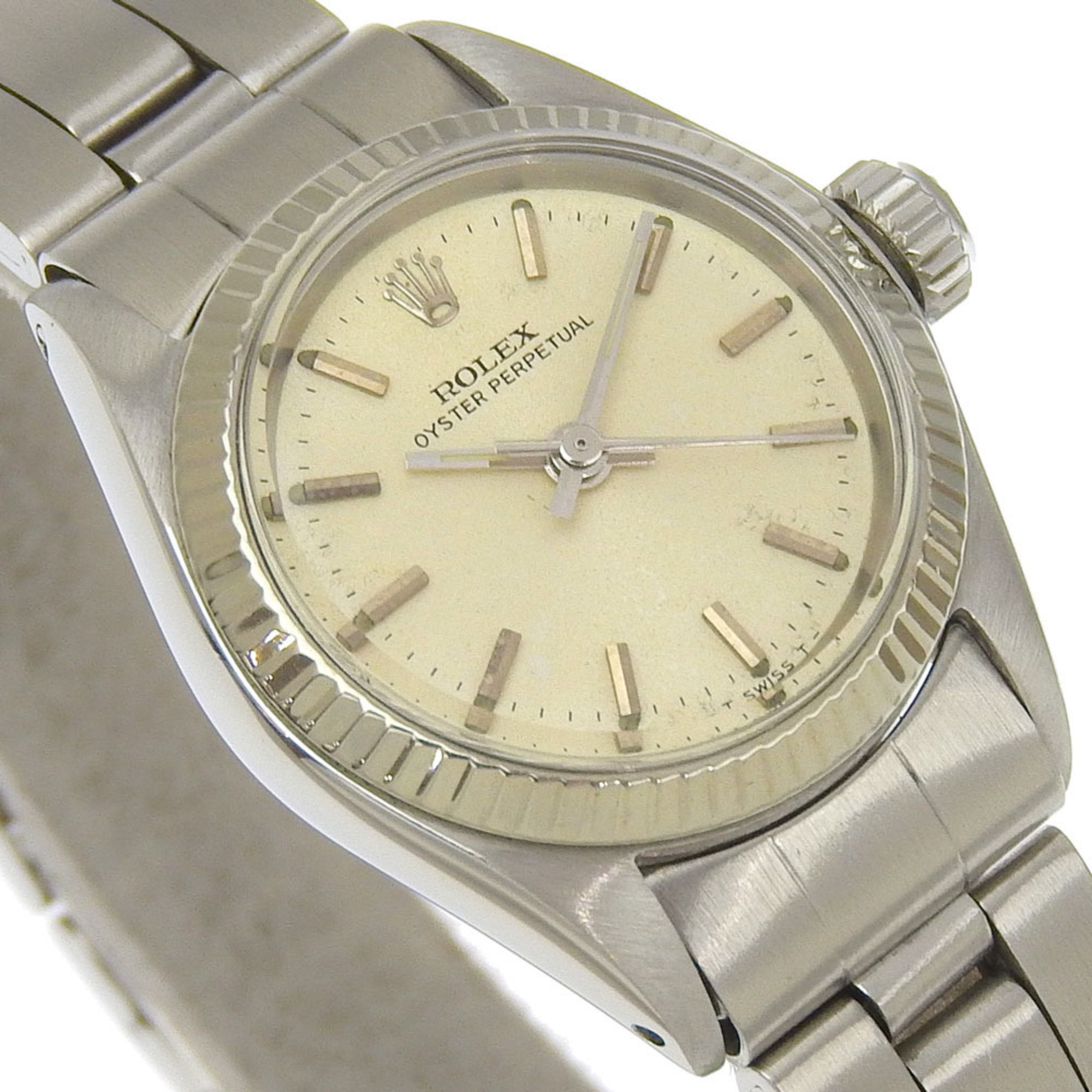 Rolex ROLEX Oyster Perpetual Watch WG Bezel cal.1161 6619 Stainless Steel x 1966 Automatic Silver Dial Ladies