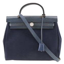 Hermes Airbag PM Handbag Shoulder Vibrato 2003 Navy □G 2way A5 Belt Clasp HerbagPM Women's