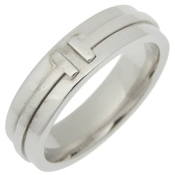 Tiffany & Co. T Narrow 18.5 Ring, Two, K18 White Gold, Approx. 10.6g, Narrow, Men's