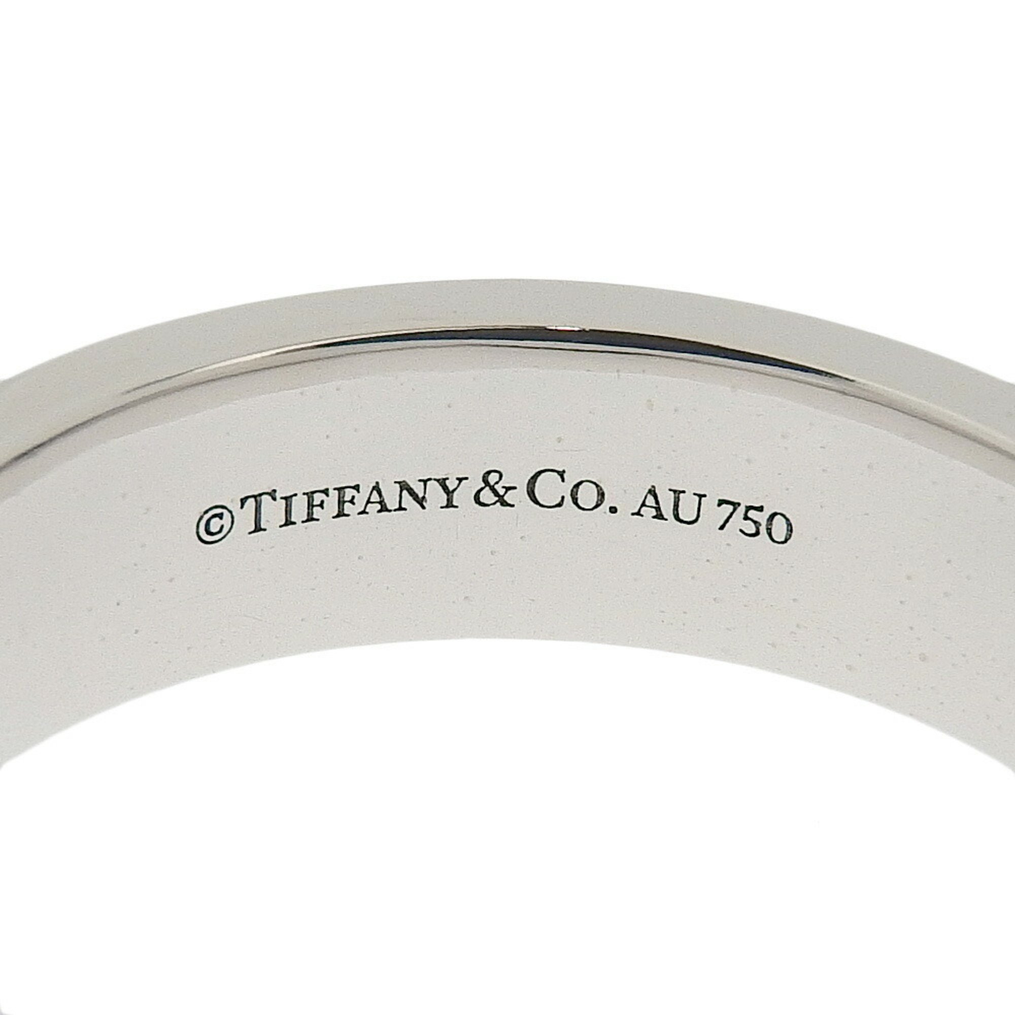 Tiffany & Co. T Narrow 18.5 Ring, Two, K18 White Gold, Approx. 10.6g, Narrow, Men's