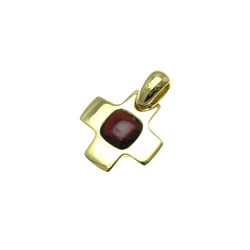 Pomellato Cross Pendant Garnet Men,Women Fashion Pendant Necklace (Gold)