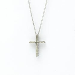 Tiffany Small Cross Diamond Necklace Platinum Diamond Men,Women Fashion Pendant Necklace (Silver)