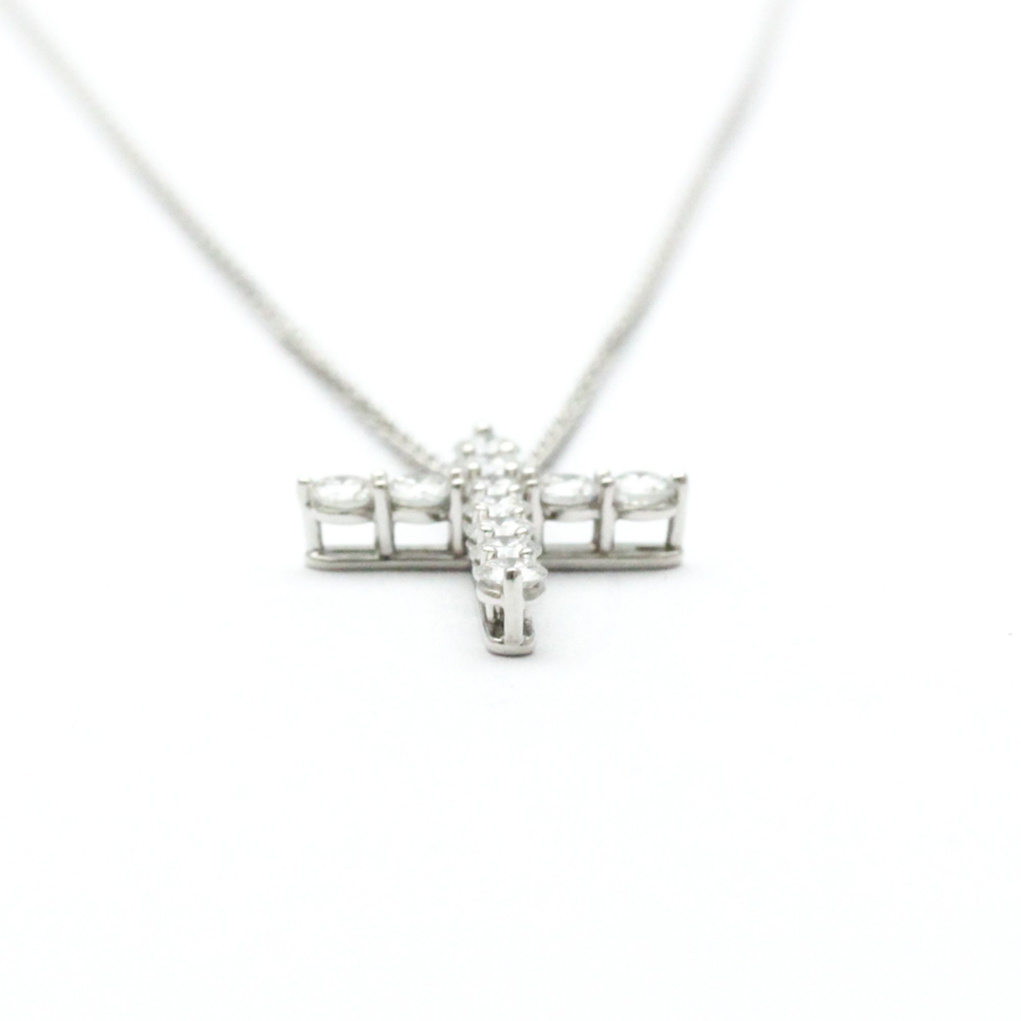 Tiffany Small Cross Diamond Necklace Platinum Diamond Men,Women Fashion Pendant Necklace (Silver)