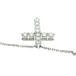 Tiffany Small Cross Diamond Necklace Platinum Diamond Men,Women Fashion Pendant Necklace (Silver)