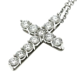 Tiffany Small Cross Diamond Necklace Platinum Diamond Men,Women Fashion Pendant Necklace (Silver)