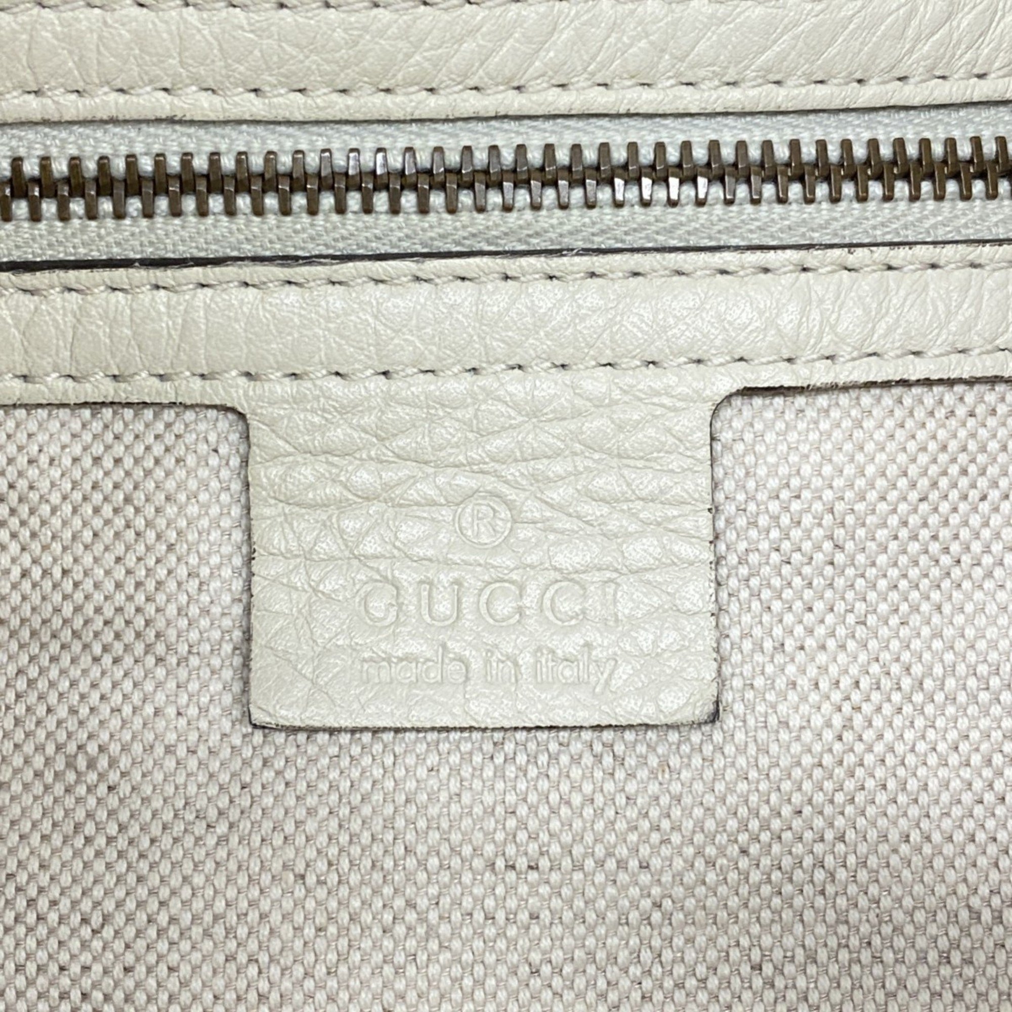 Gucci Tote Bag Interlocking G 309528 Leather White Women's