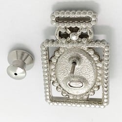 Chanel pin brooch Coco mark metal silver black ladies