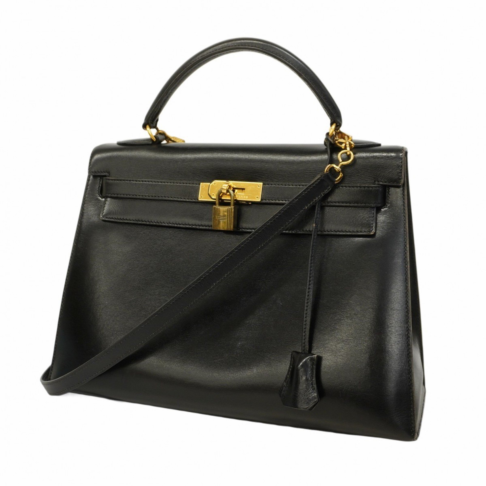 Hermes handbag Kelly 32 box calf black 〇S engraved ladies