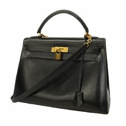 Hermes handbag Kelly 32 box calf black 〇S engraved ladies