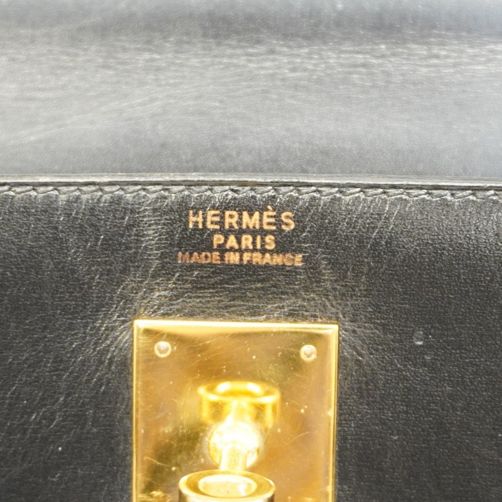 Hermes handbag Kelly 32 box calf black 〇S engraved ladies