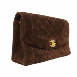 Chanel Shoulder Bag Matelasse Diana Suede Brown Women's