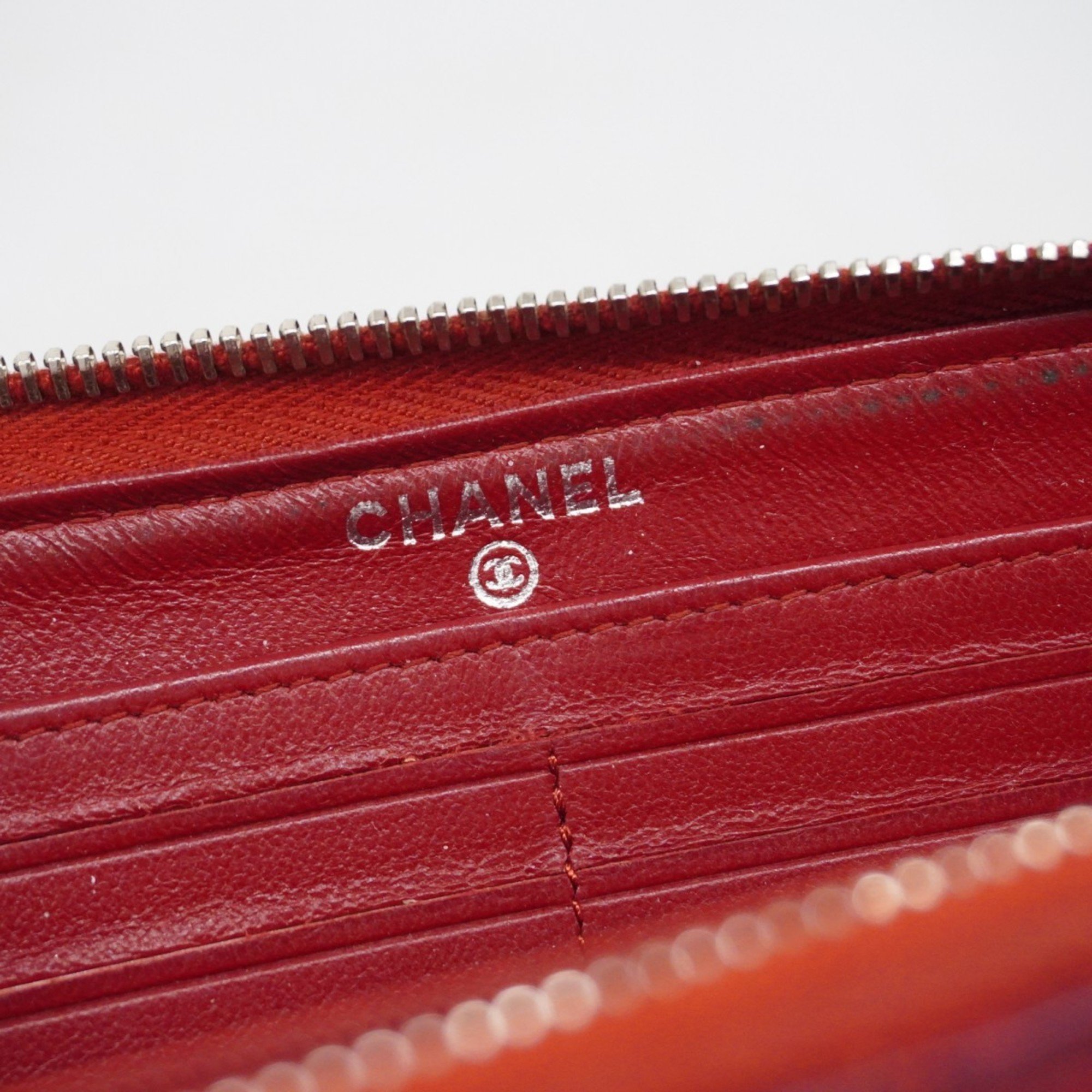 Chanel Long Wallet Matelasse Lambskin Red Women's