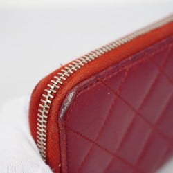 Chanel Long Wallet Matelasse Lambskin Red Women's