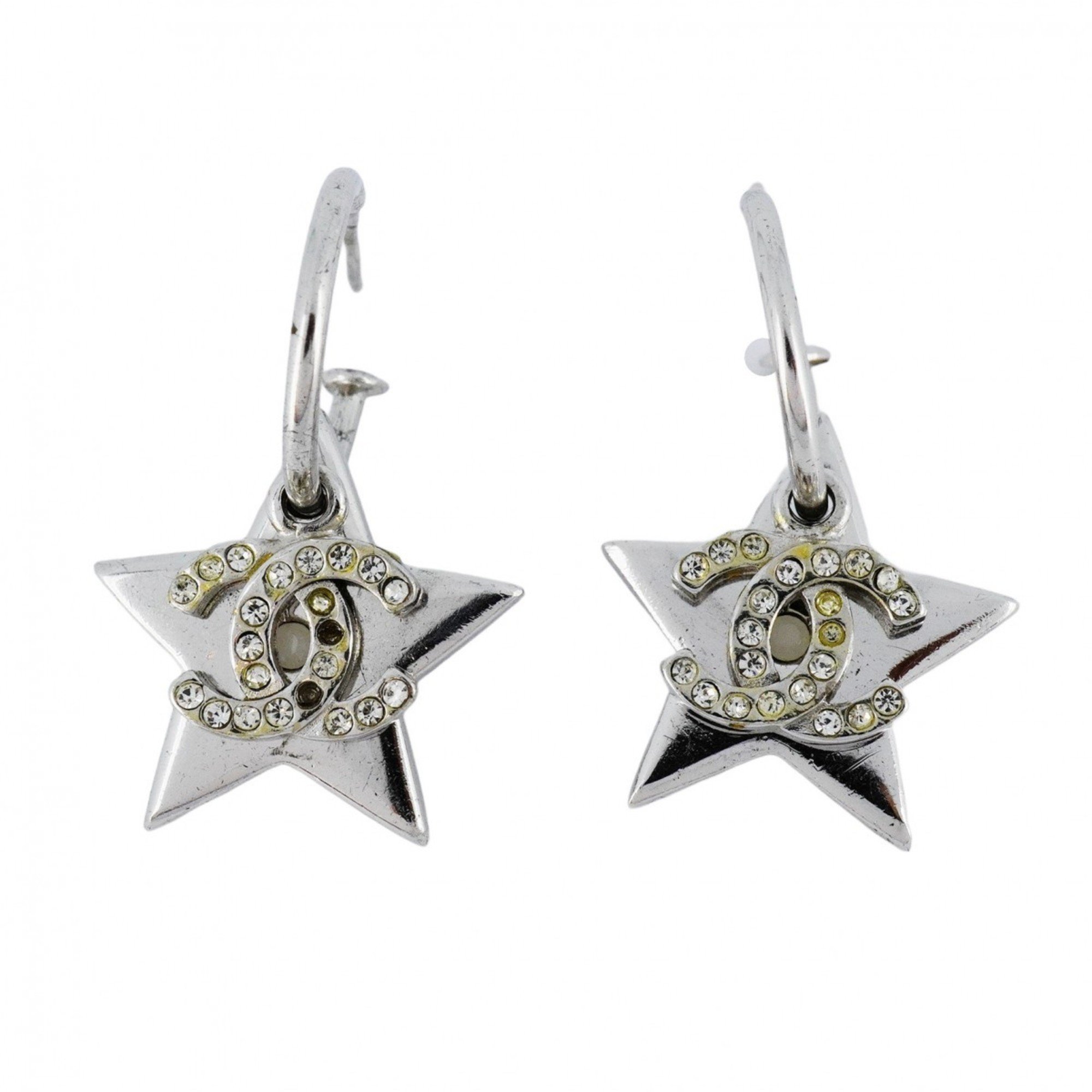 Chanel earrings Coco mark star metal silver ladies