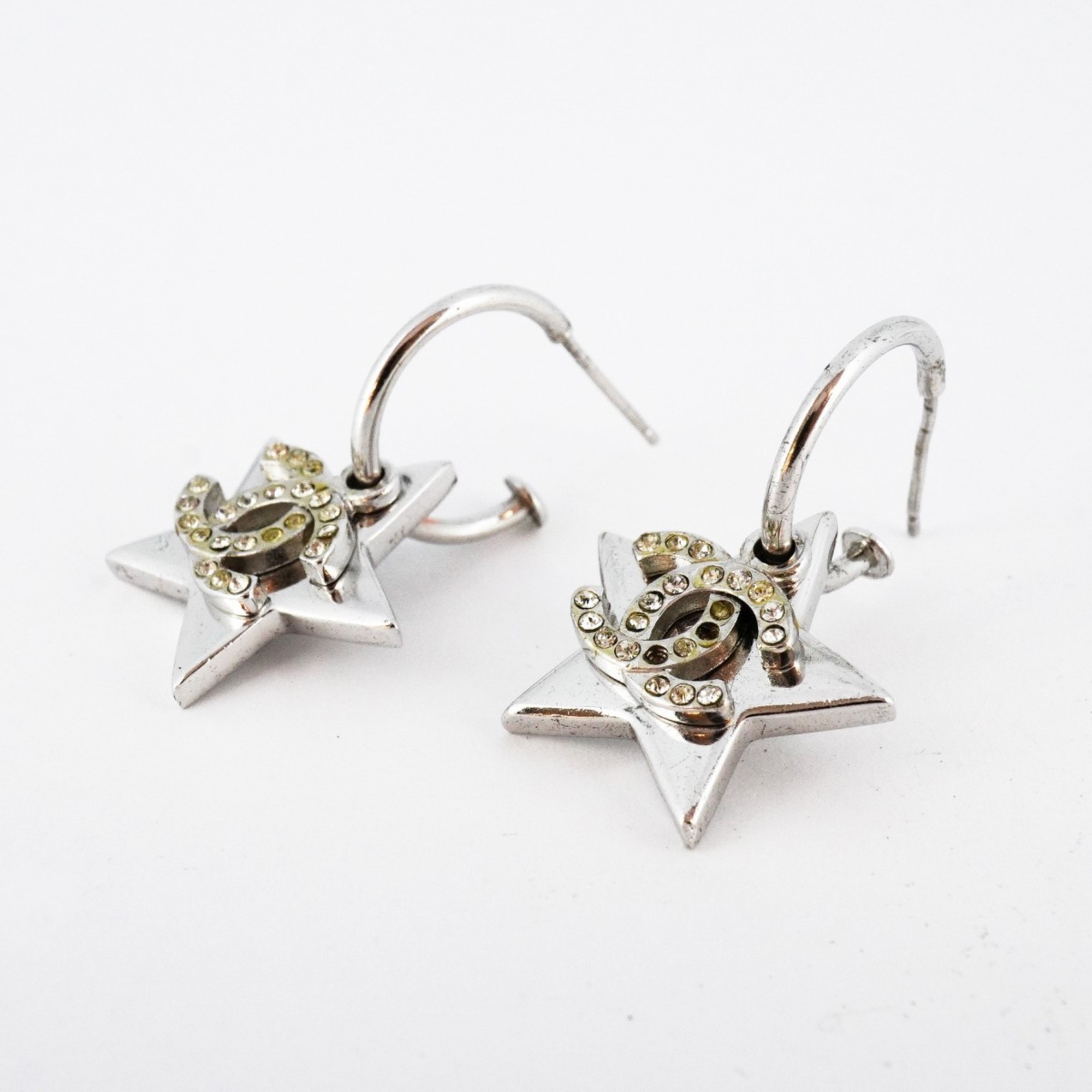 Chanel earrings Coco mark star metal silver ladies