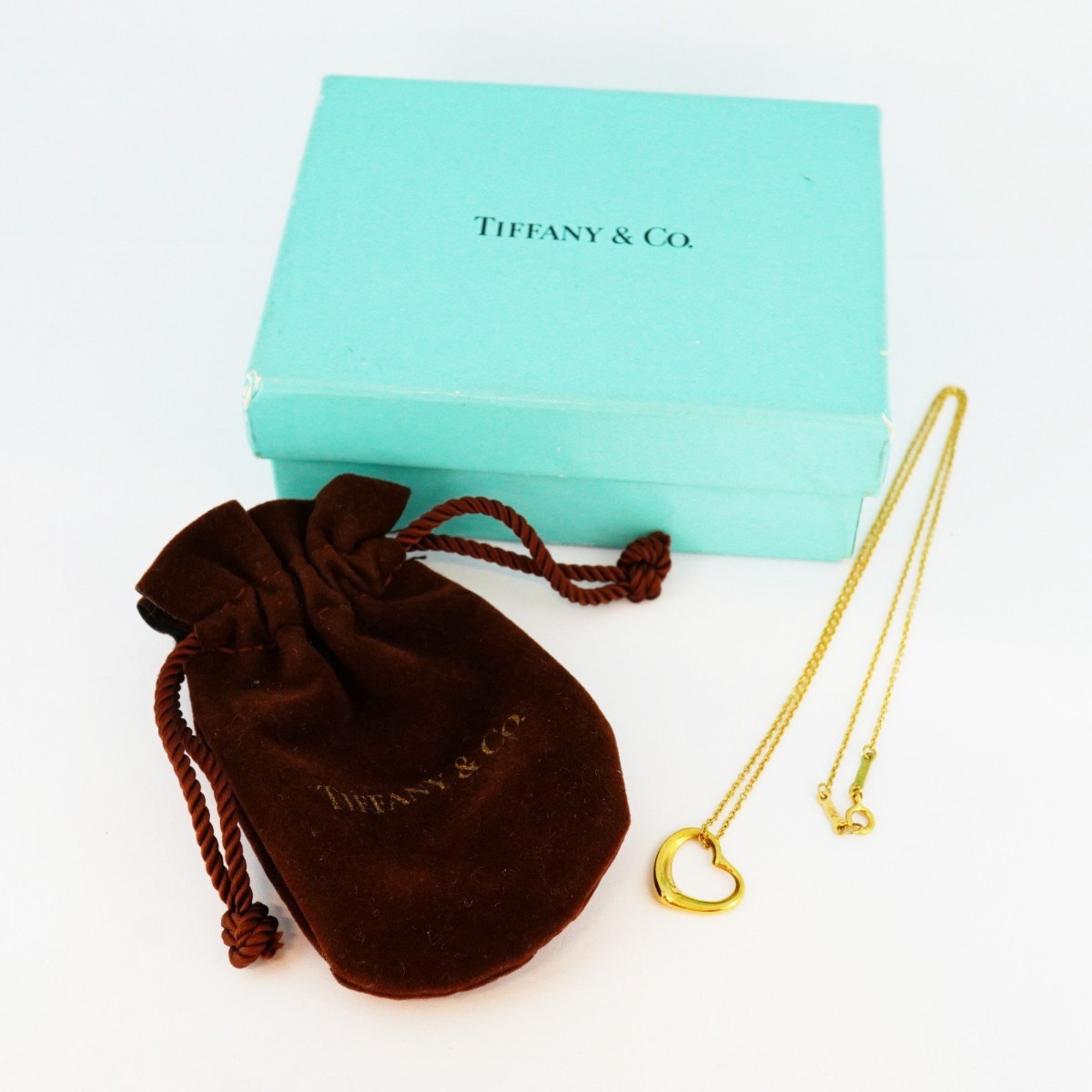 Tiffany Necklace Heart K18YG Yellow Gold Ladies