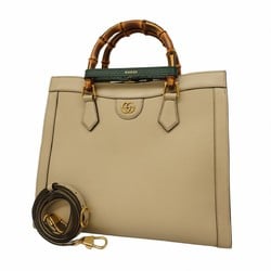 Gucci Tote Bag Bamboo GG Marmont 655658 Leather Beige Women's