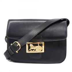 Celine Shoulder Bag, Carriage Hardware, Leather, Black, Women's