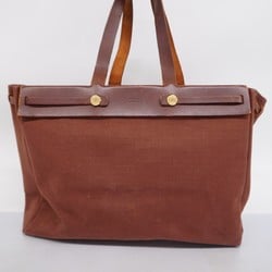 Hermes Tote Bag Airbag Cabas GM Toile Officier Brown F Stamp Men's Women's