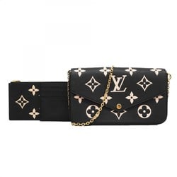 Louis Vuitton Shoulder Wallet Monogram Empreinte Pochette Felicie M80482 Black Beige Women's