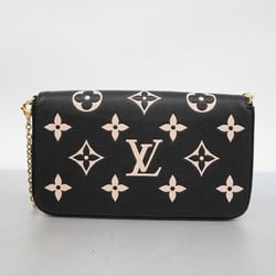 Louis Vuitton Shoulder Wallet Monogram Empreinte Pochette Felicie M80482 Black Beige Women's