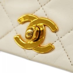 Chanel Shoulder Bag Matelasse Lambskin White Women's