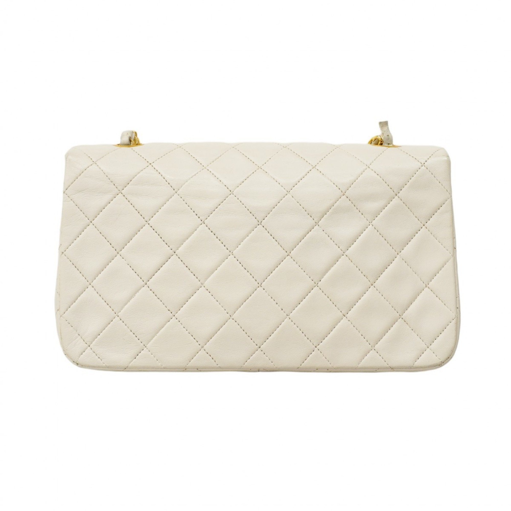 Chanel Shoulder Bag Matelasse Lambskin White Women's