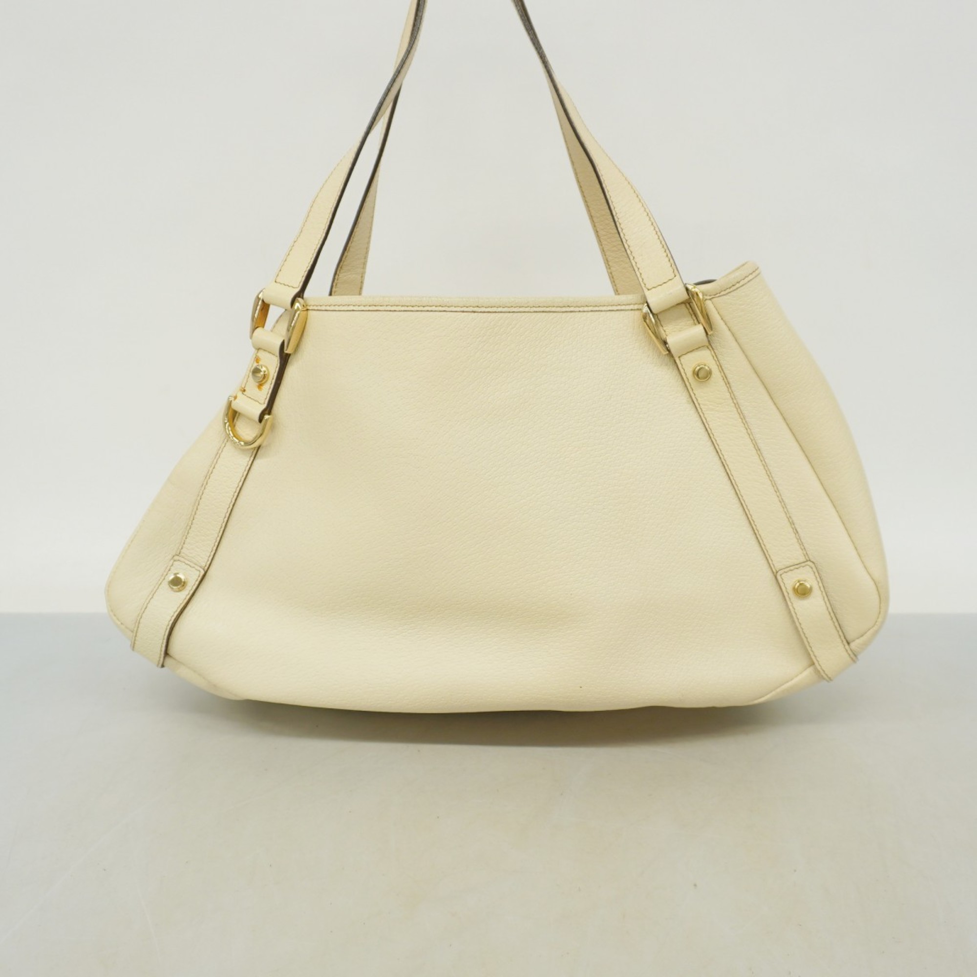 Gucci Tote Bag 130736 Leather White Champagne Ladies