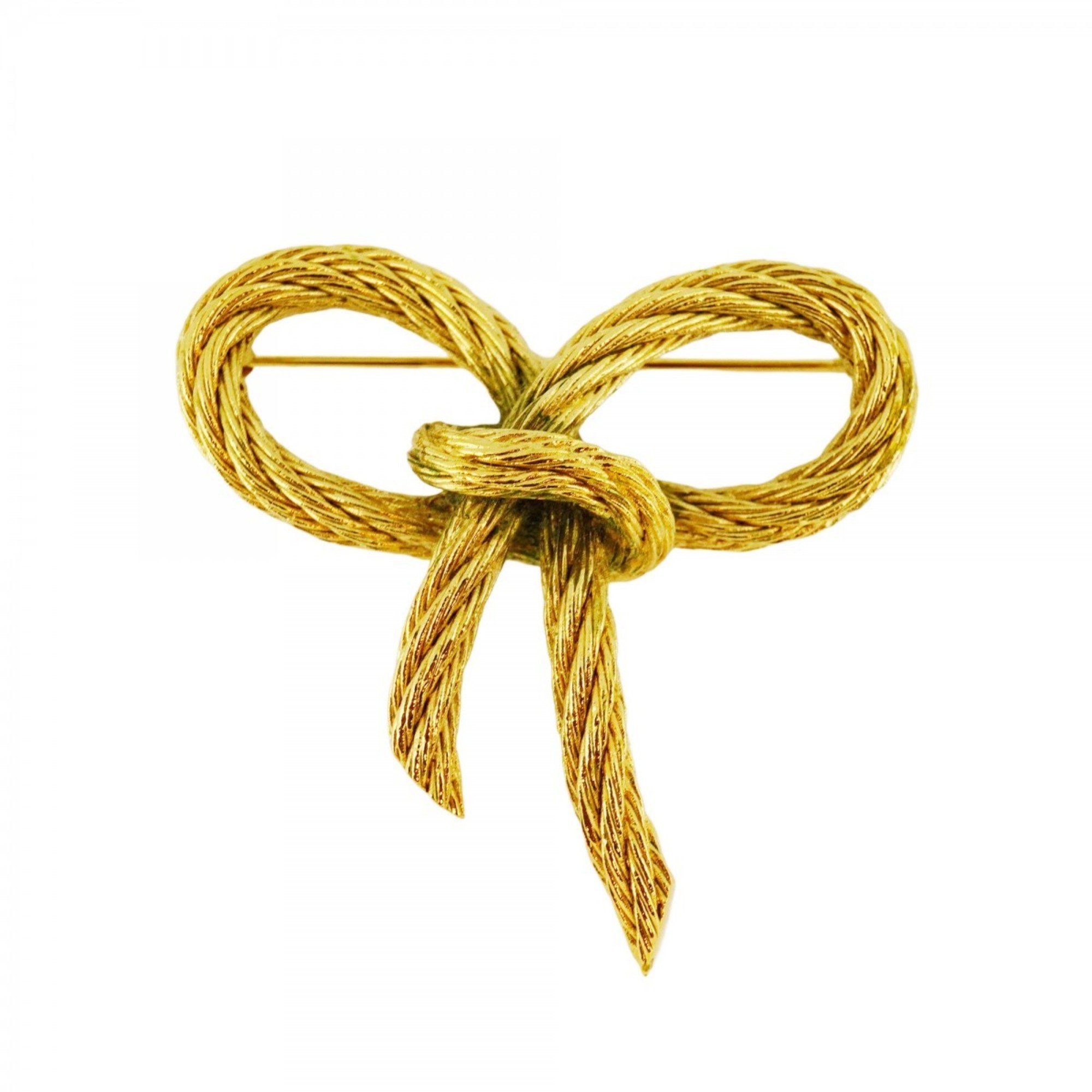 Christian Dior Brooch Rope Motif GP Plated Gold Ladies