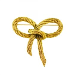 Christian Dior Brooch Rope Motif GP Plated Gold Ladies